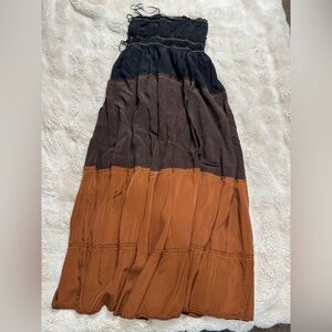 Zara Brown and Black Maxi Summer Dress